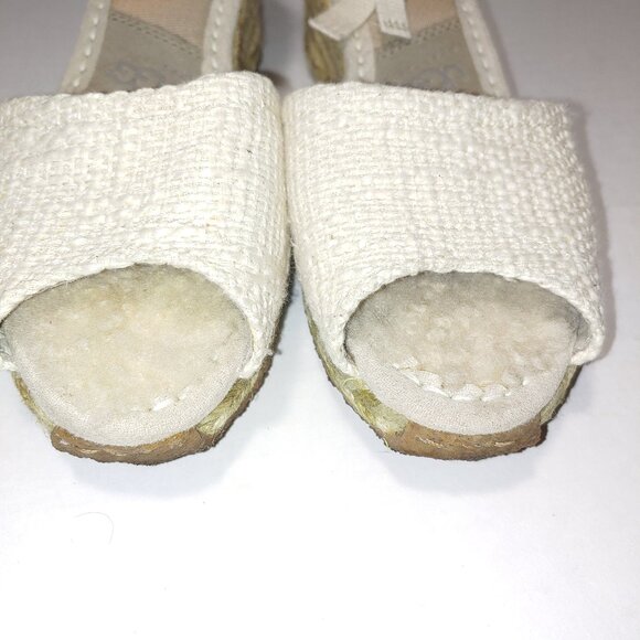 - UGG Delmar TIe Up Peep Toe Espadrille Wedge Sandals Size 6 Oatmeal - Picture 3 of 11